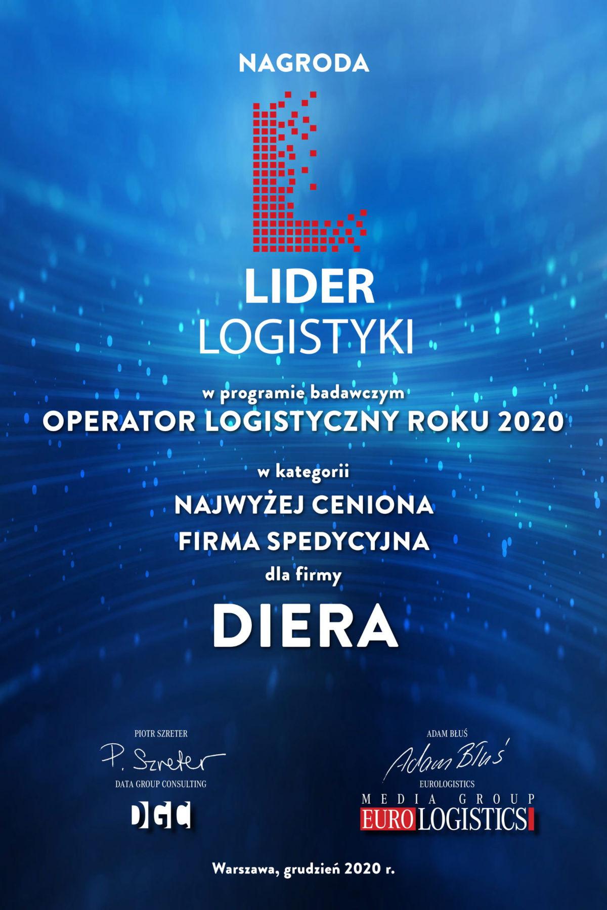 Lider Logistyki 2020 Diera