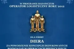Operator Logistyczny Roku - Wyróżnienie dla firmy Diera - 2012 rok